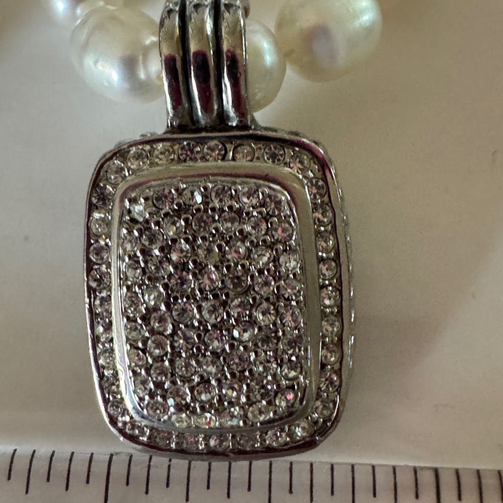 Silver Pave Square Rhinestone Pendant Enhancer - Picture 8 of 11